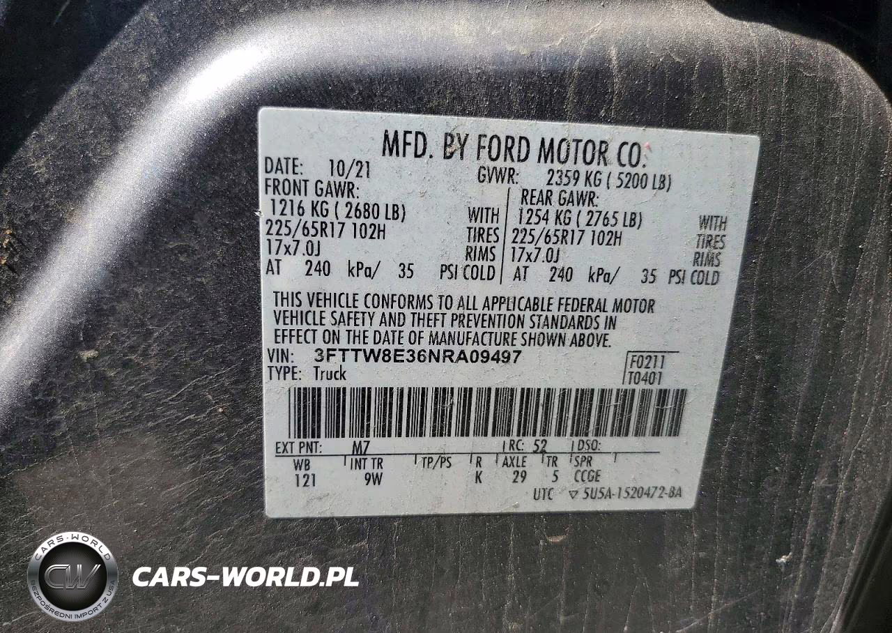 2022 Ford Maverick Xl VIN:3FTTW8E36NRA09497 - 12