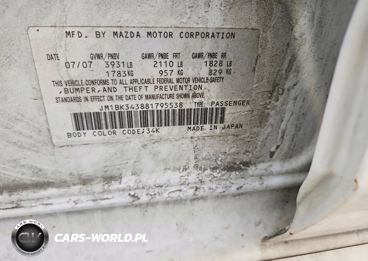 2008 Mazda 3 Hatchback VIN:JM1BK343881795538 - 12