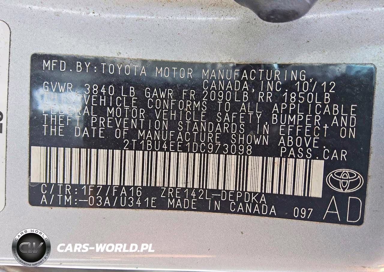 2013 Toyota Corolla L VIN:2T1BU4EE1DC973098 - 12