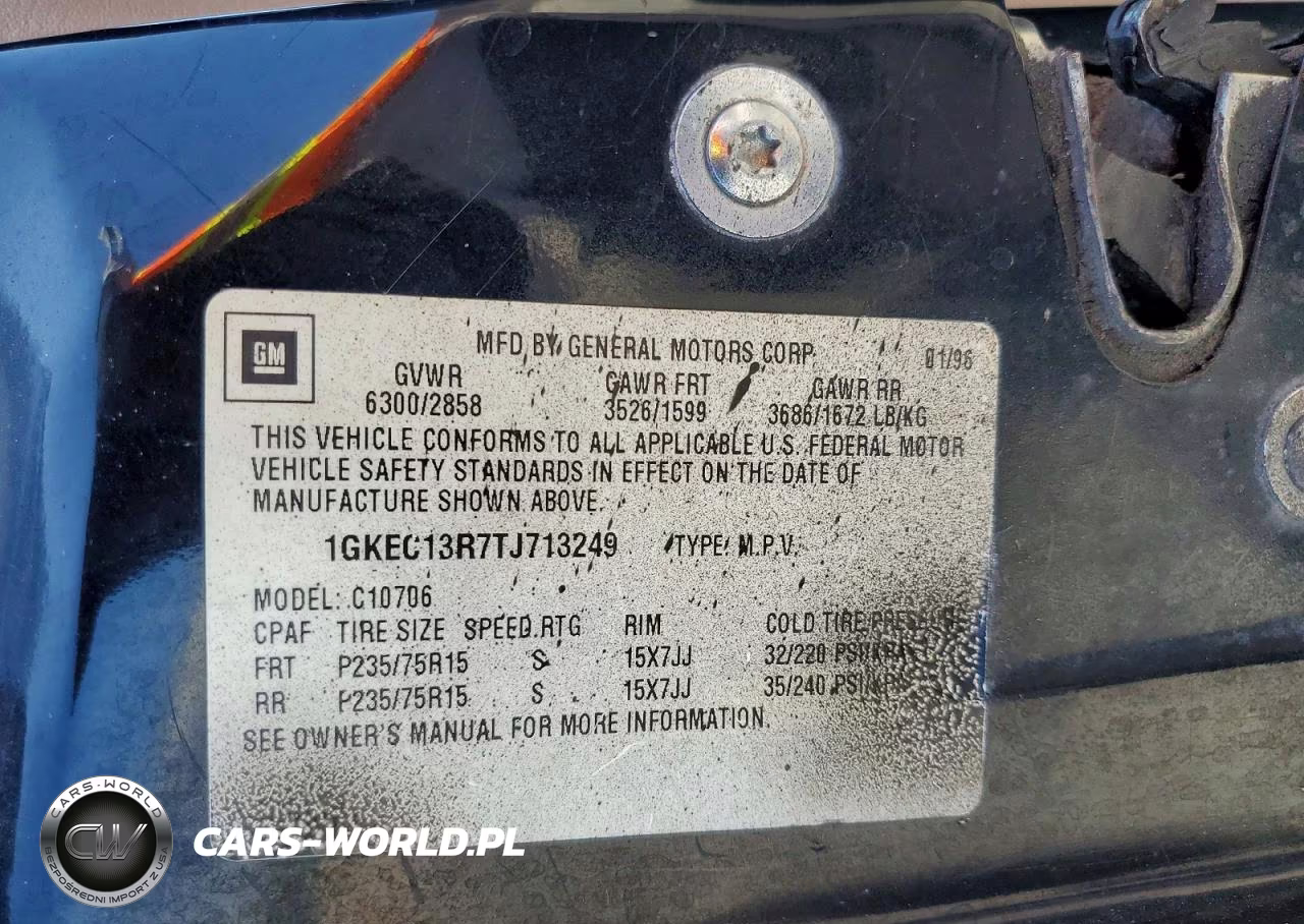 1996 GMC Yukon VIN:1GKEC13R7TJ713249 - 13