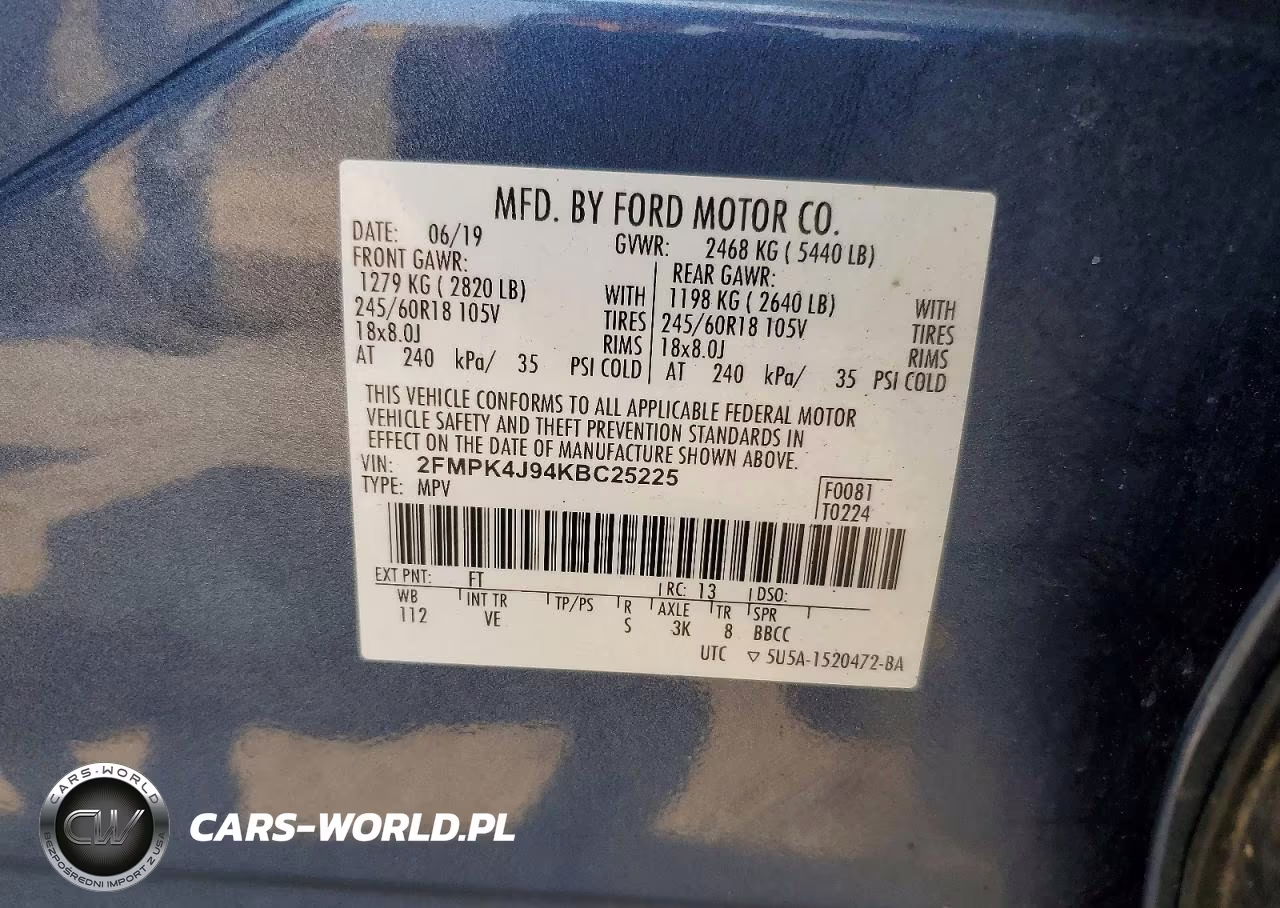 2019 Ford Edge Sel VIN:2FMPK4J94KBC25225 - 13