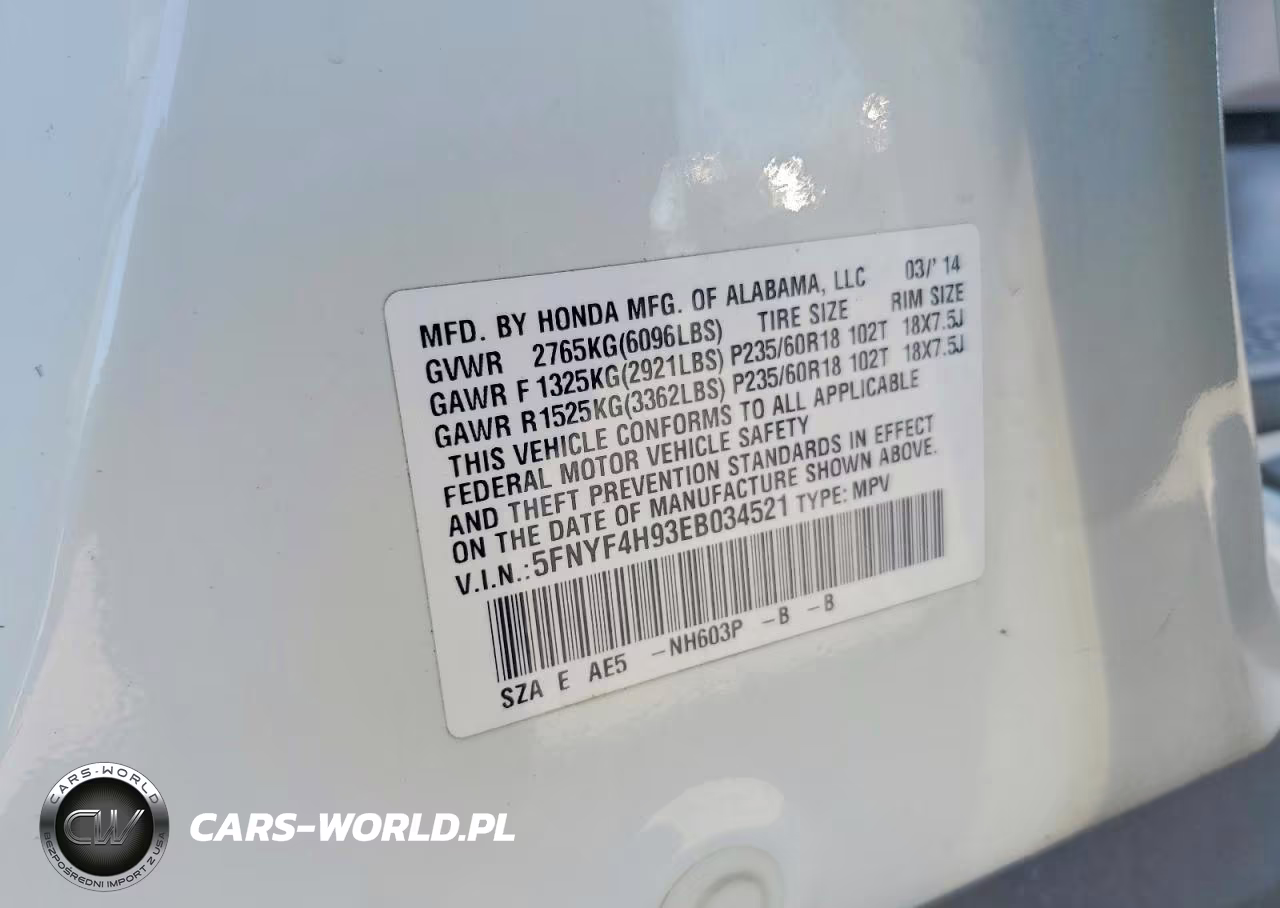 2014 Honda Pilot Touring VIN:5FNYF4H93EB034521 - 13