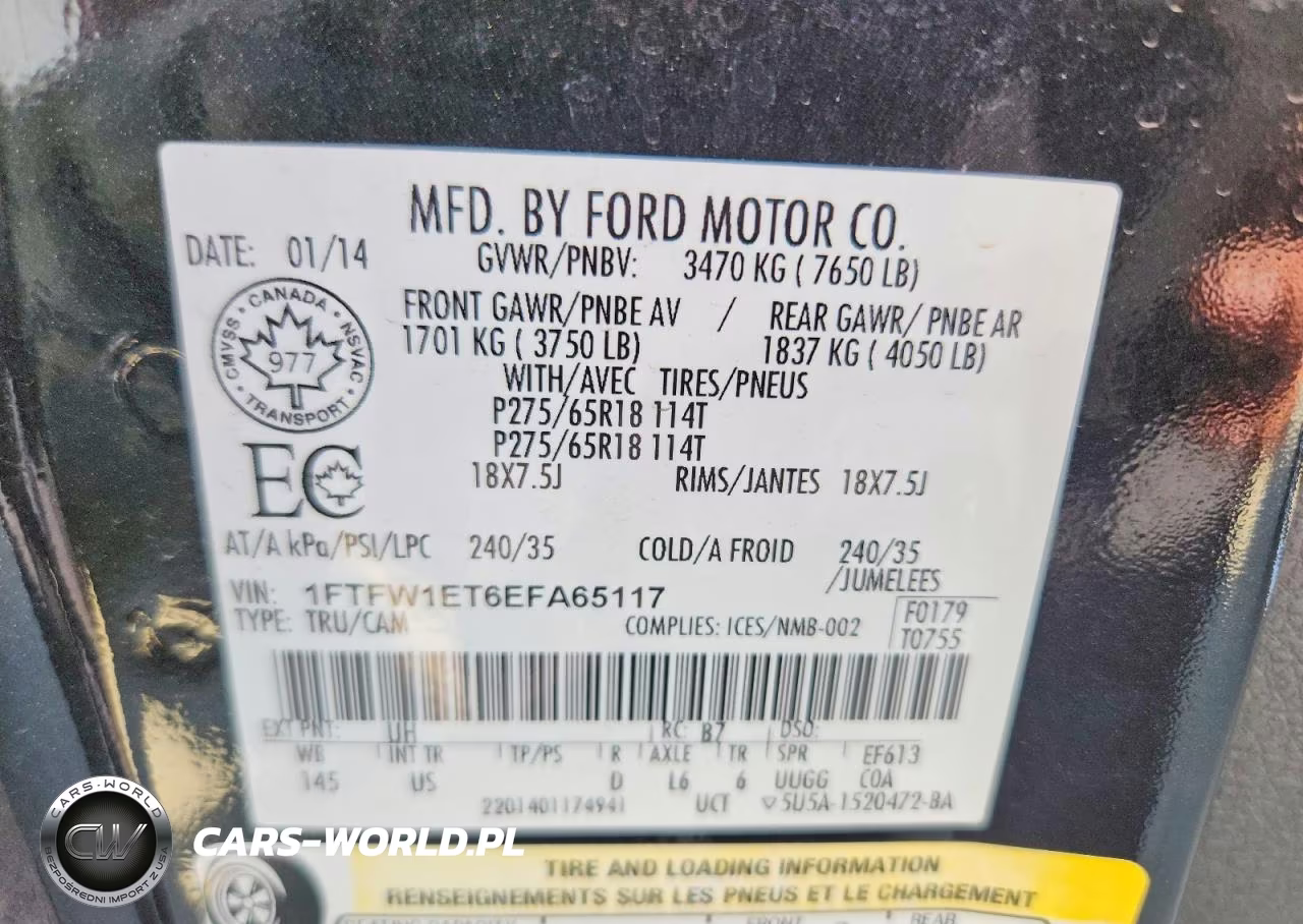 2014 Ford F150 Supercrew VIN:1FTFW1ET6EFA65117 - 12