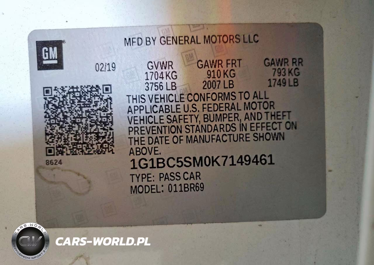 2019 Chevrolet Cruze Ls VIN:1G1BC5SM0K7149461 - 12