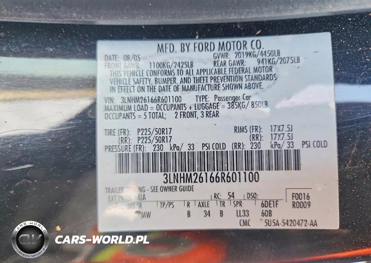 2006 Lincoln Zephyr VIN:3LNHM26166R601100 - 12