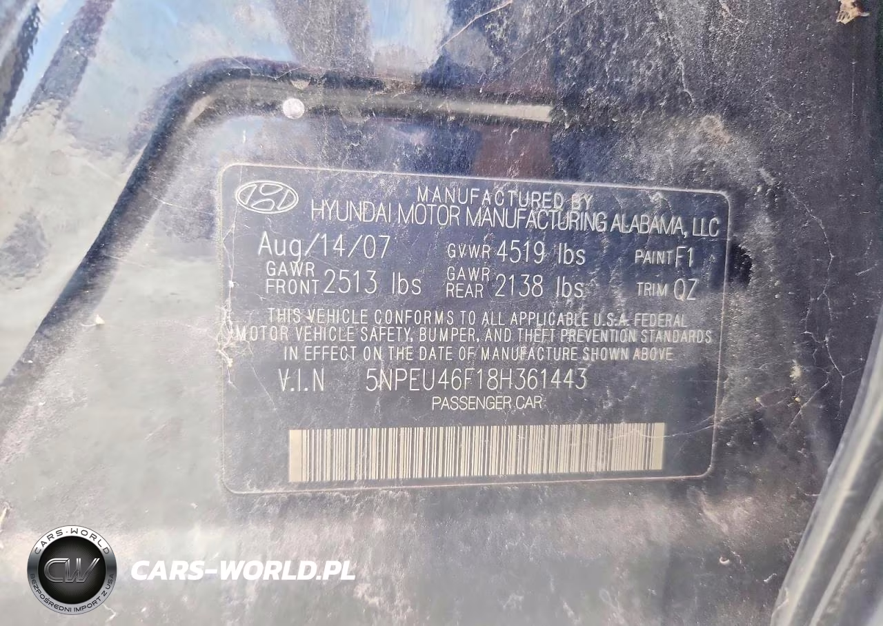 2008 Hyundai Sonata Se V6 VIN:5NPEU46F18H361443 - 12