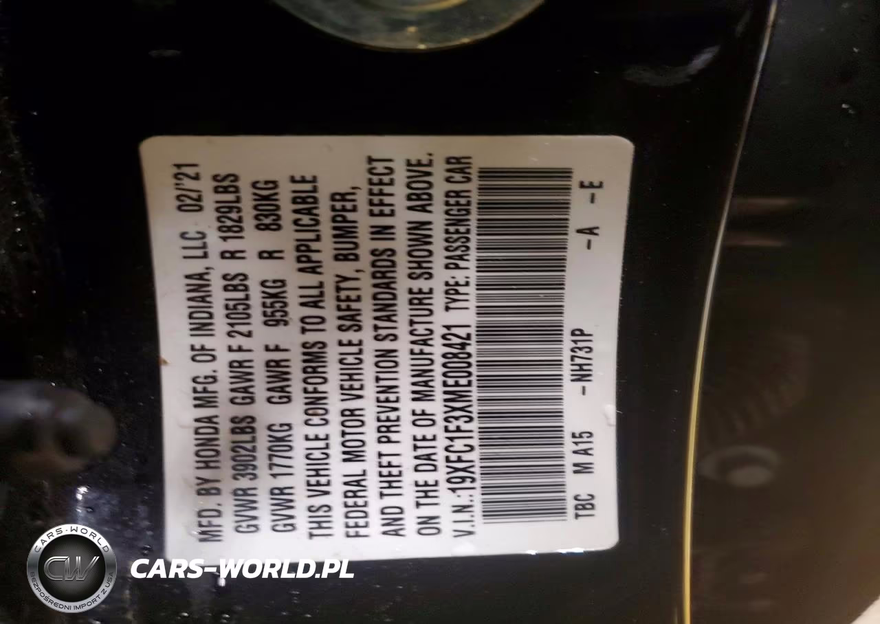 2021 Honda Civic Ex VIN:19XFC1F3XME008421 - 12