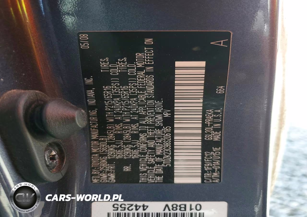 2008 Toyota Sienna Le 8-Passenger VIN:5TDZK23C98S206185 - 13