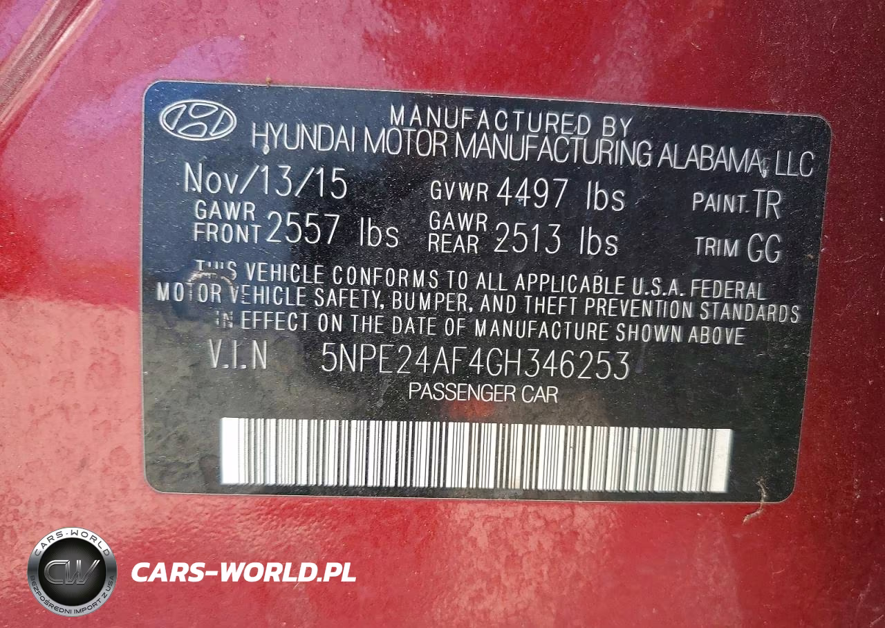 2016 Hyundai Sonata Se VIN:5NPE24AF4GH346253 - 12