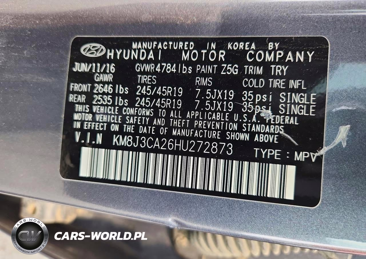 2017 Hyundai Tucson Sport VIN:KM8J3CA26HU272873 - 13