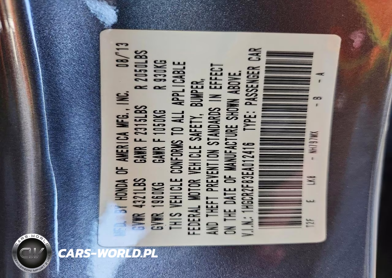 2014 Honda Accord Exl VIN:1HGCR2F83EA012416 - 12