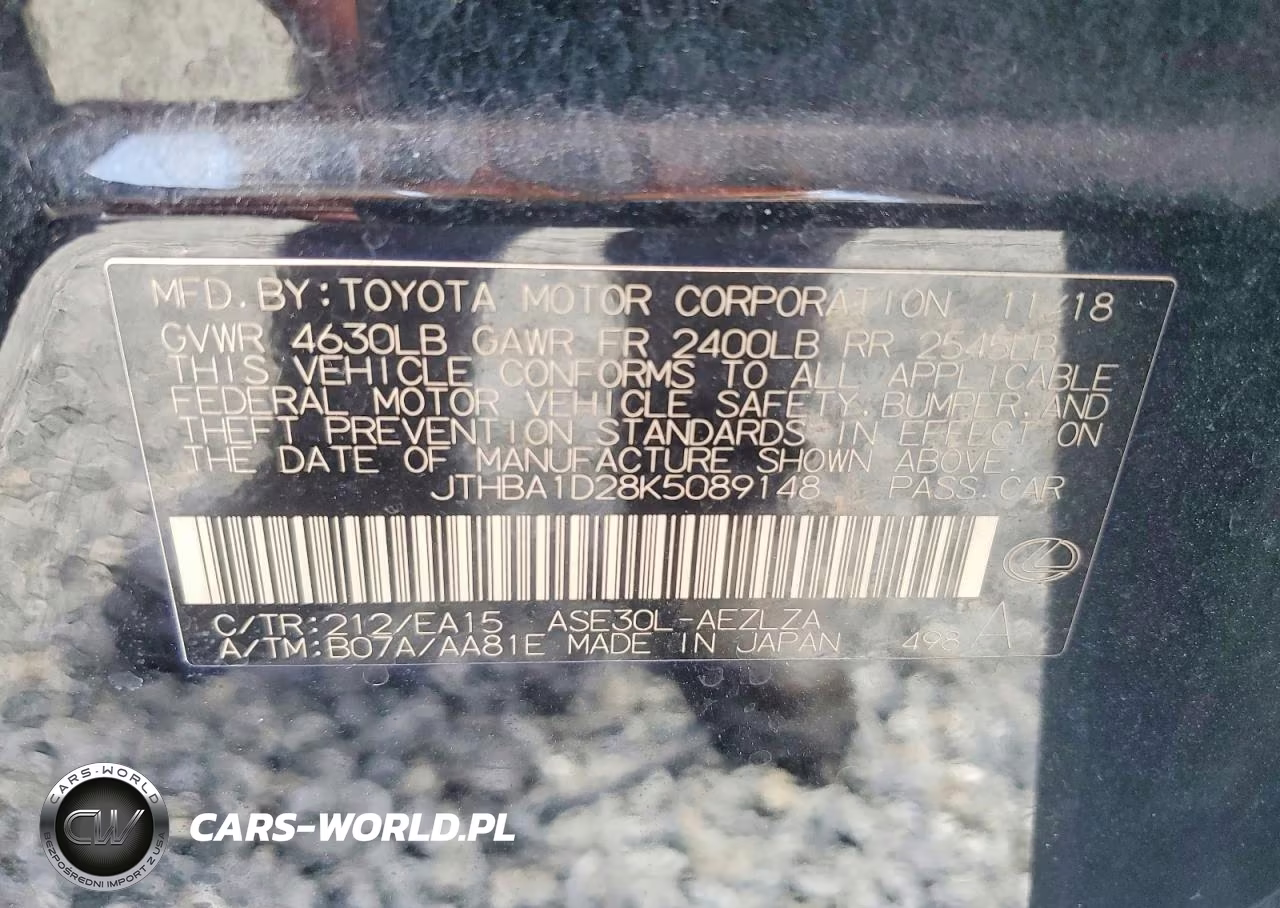 2019 Lexus Is 300 VIN:JTHBA1D28K5089148 - 12
