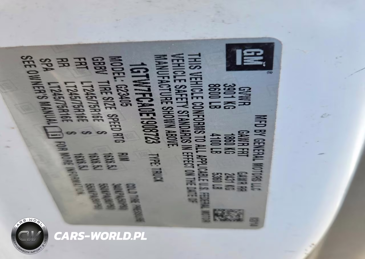 2014 GMC Savana G2500 VIN:1GTW7FCA0E1908723 - 13