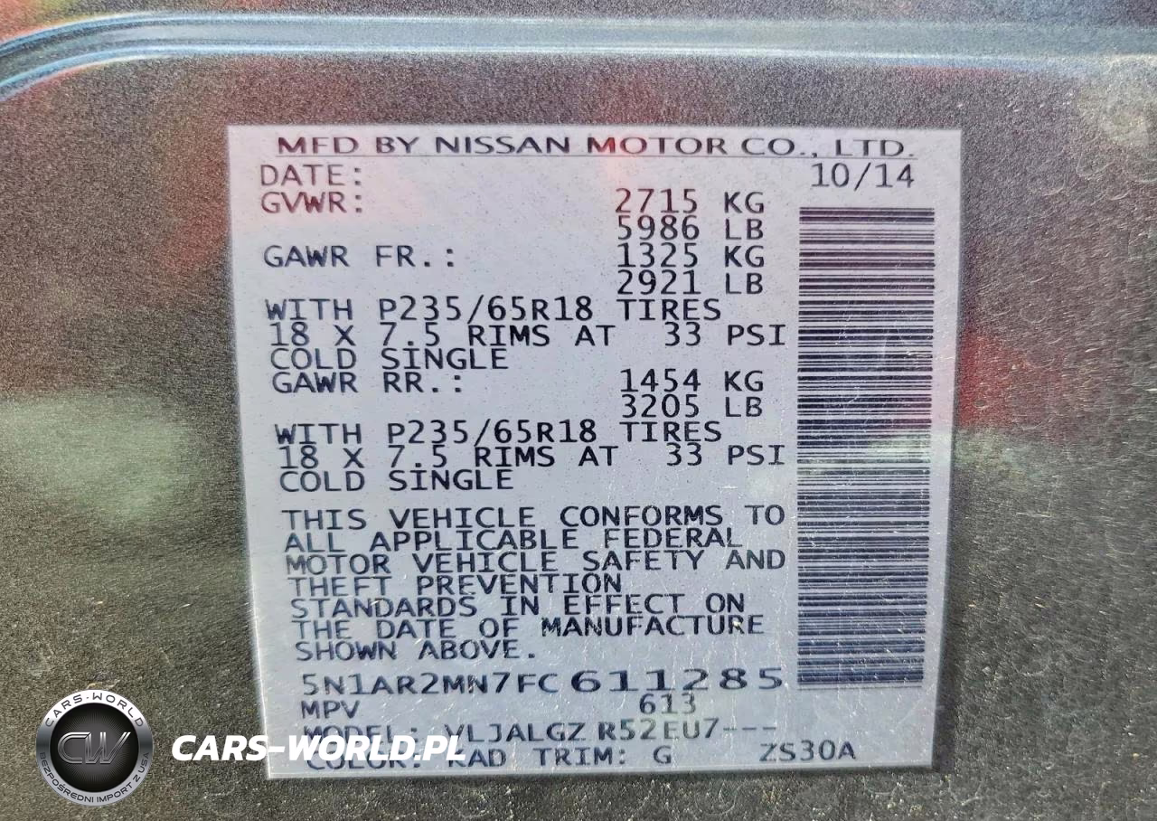 2015 Nissan Pathfinder Sl VIN:5N1AR2MN7FC611285 - 13