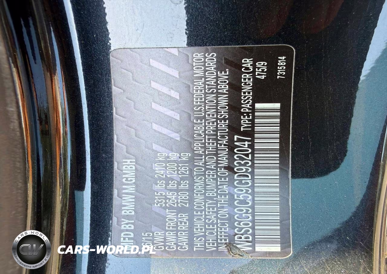 2016 BMW M6 VIN:WBS6G9C59GD932047 - 12
