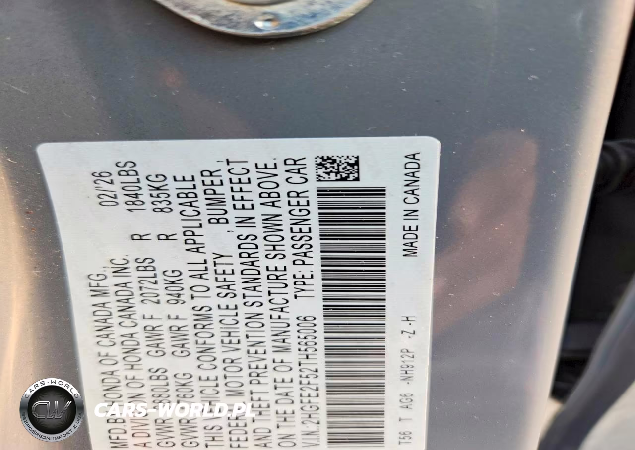 2026 Honda Civic Sport VIN:2HGFE2F52TH565006 - 12