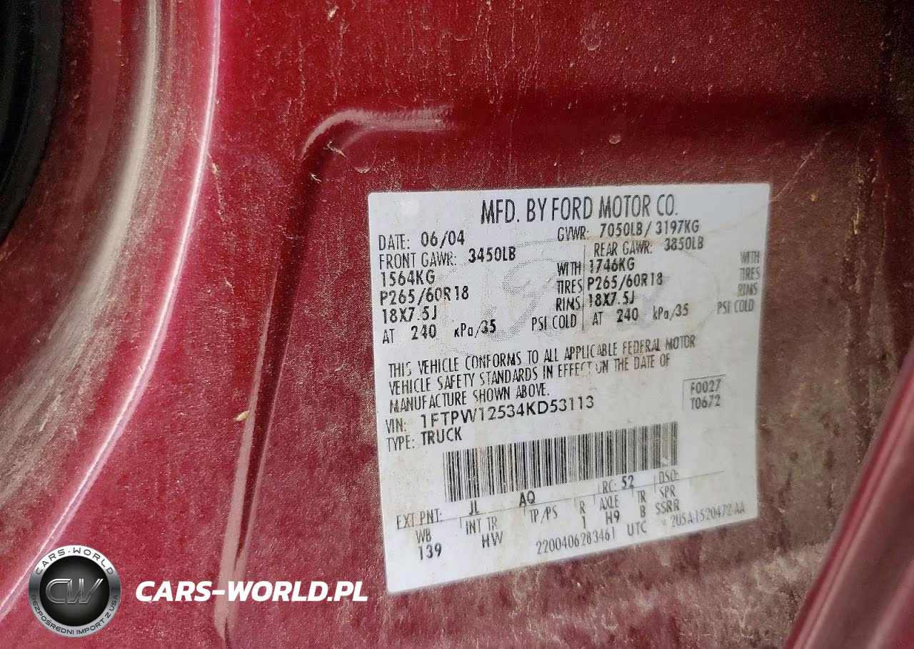 2004 Ford F150 Supercrew VIN:1FTPW12534KD53113 - 12