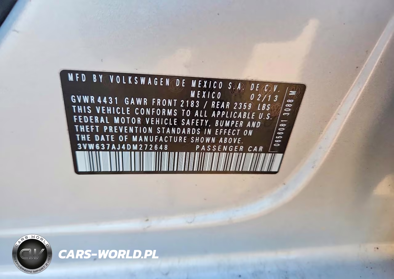 2013 Volkswagen Jetta Hybrid VIN:3VW637AJ4DM272648 - 12