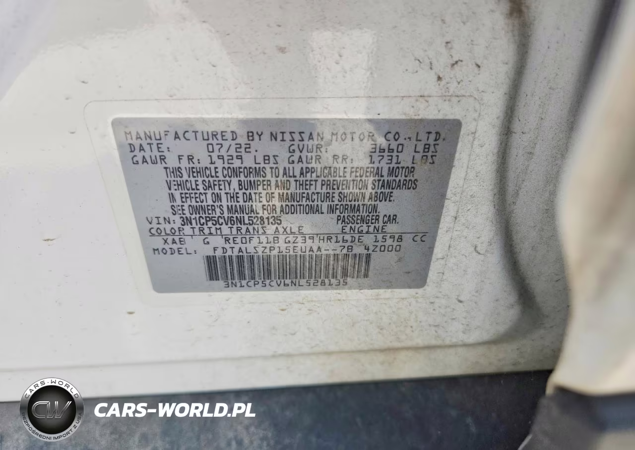 2022 Nissan Kicks Sv VIN:3N1CP5CV6NL528135 - 14
