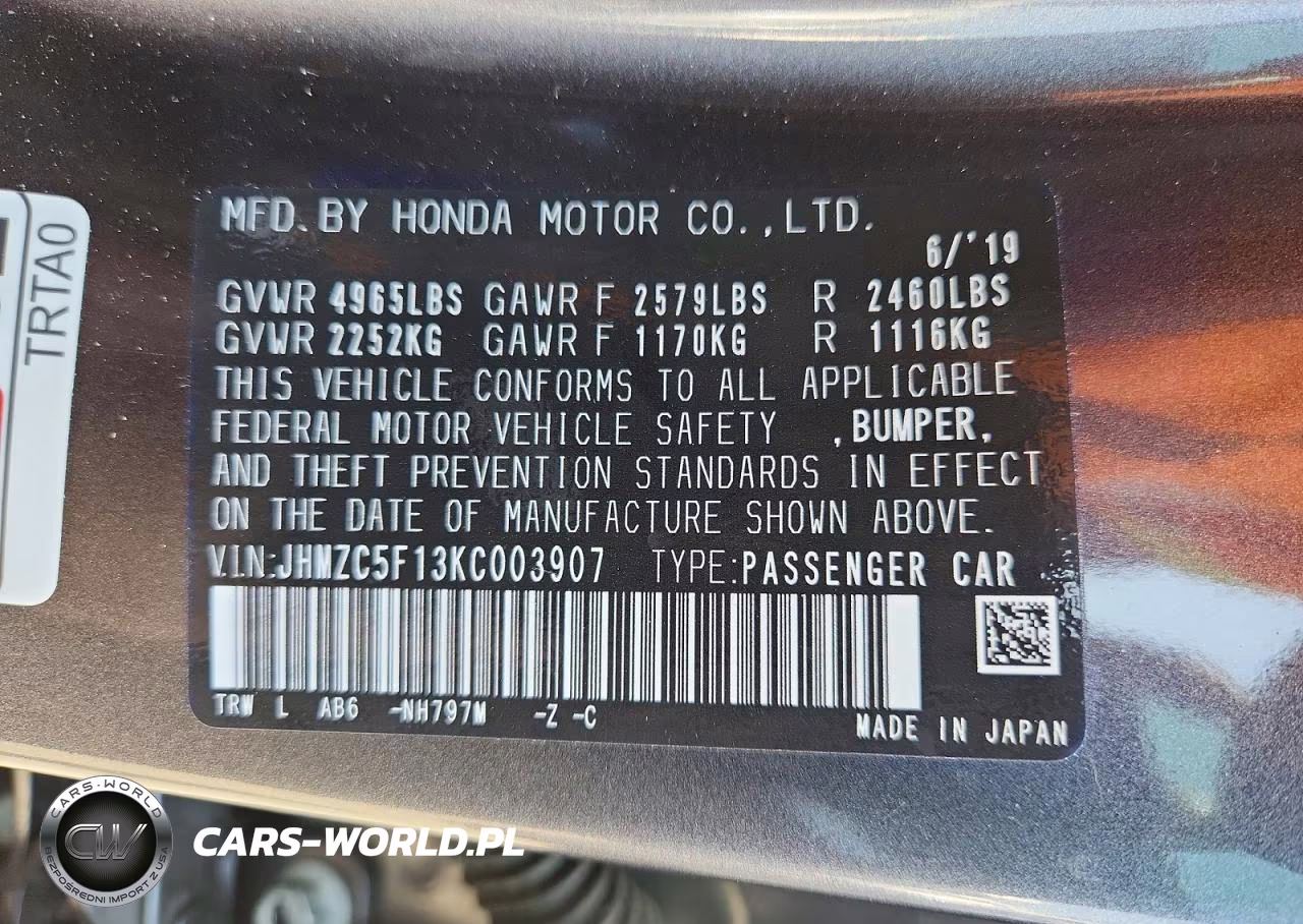 2019 Honda Clarity VIN:JHMZC5F13KC003907 - 12