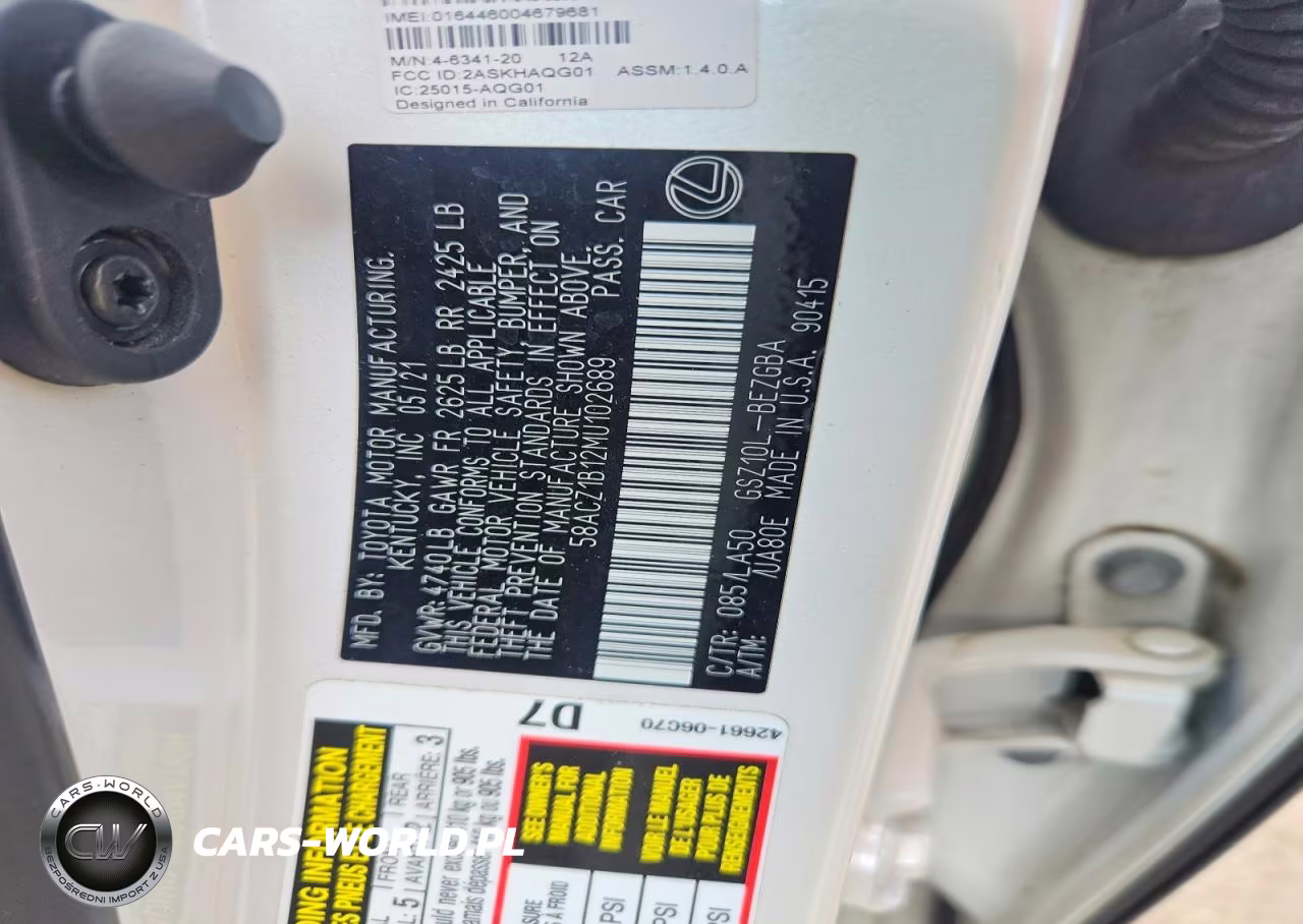 2021 Lexus Es 350 Base VIN:58ACZ1B12MU102689 - 12