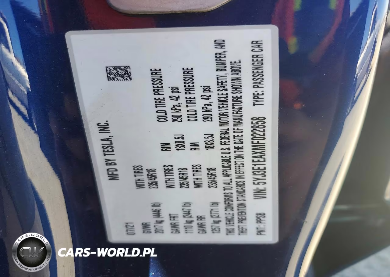 2021 Tesla Model 3 VIN:5YJ3E1EAXMF022858 - 12