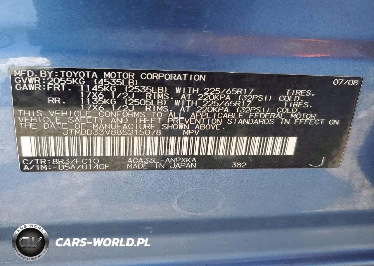 2008 Toyota Rav4 Base VIN:JTMBD33V885215078 - 13