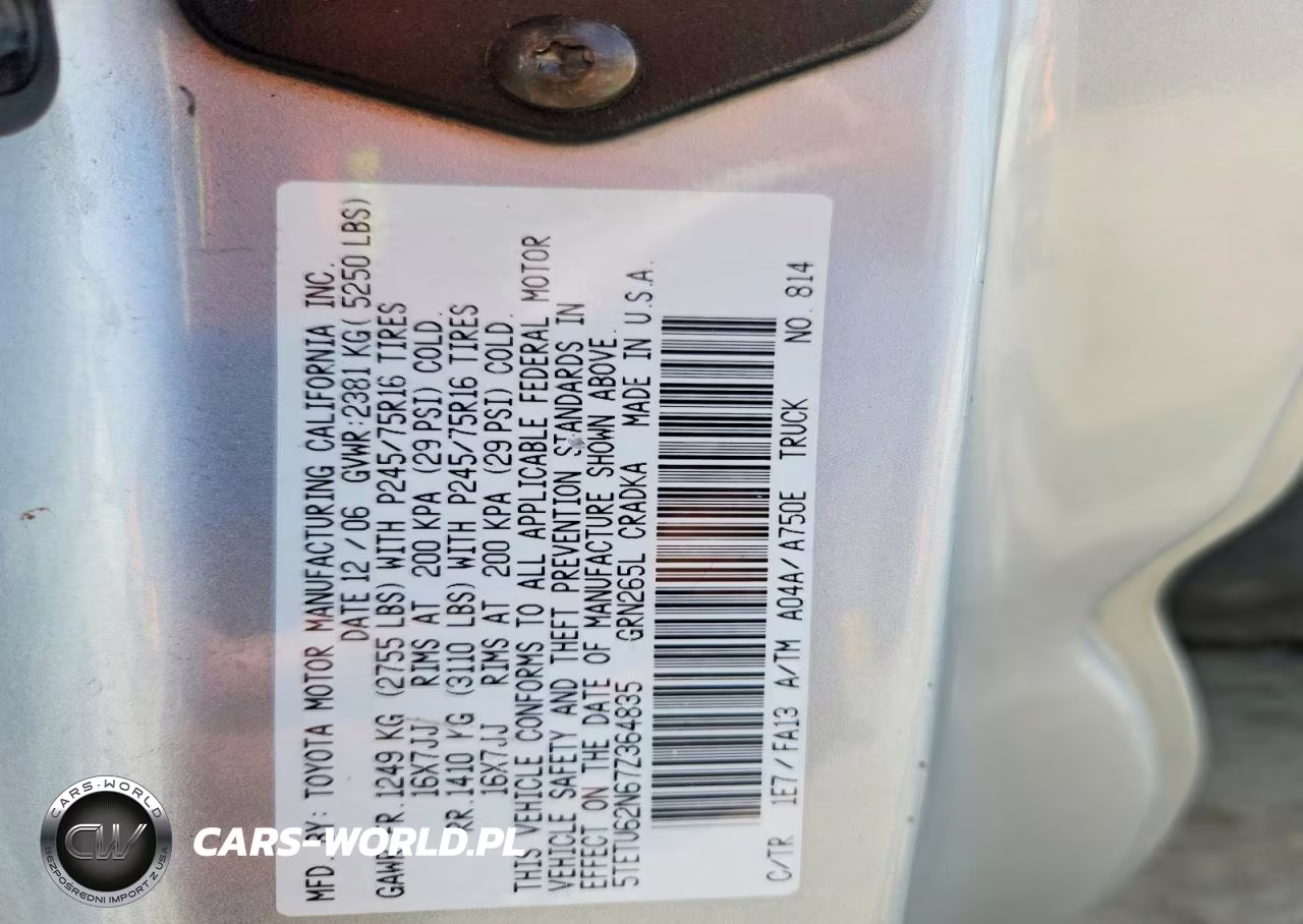 2007 Toyota Tacoma Prerunner V6 VIN:5TETU62N67Z364835 - 12