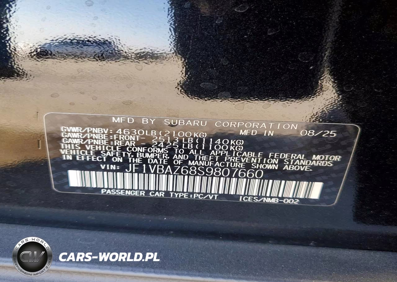 2025 Subaru Wrx Ts VIN:JF1VBAZ68S9807660 - 12