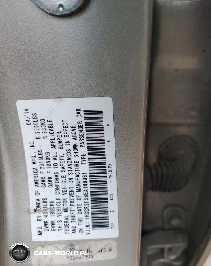 2014 Honda Accord Sport VIN:1HGCR2F56EA198961 - 12