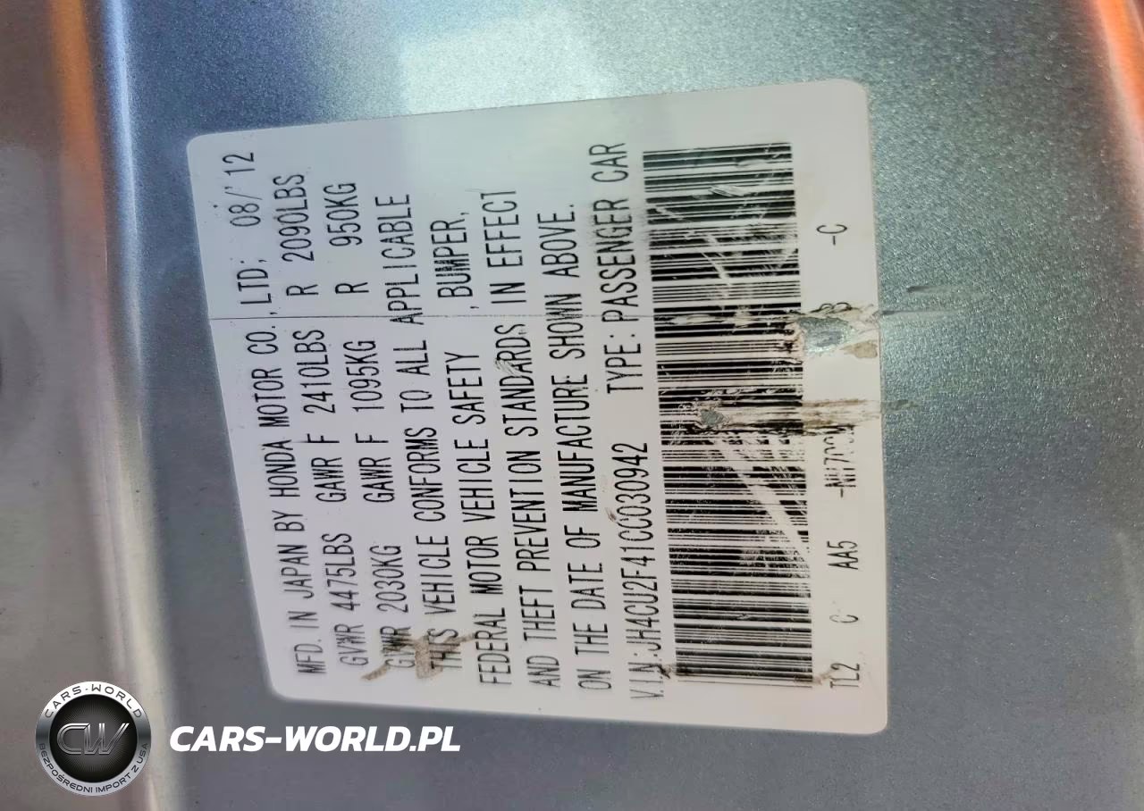 2012 Acura Tsx VIN:JH4CU2F41CC030942 - 12