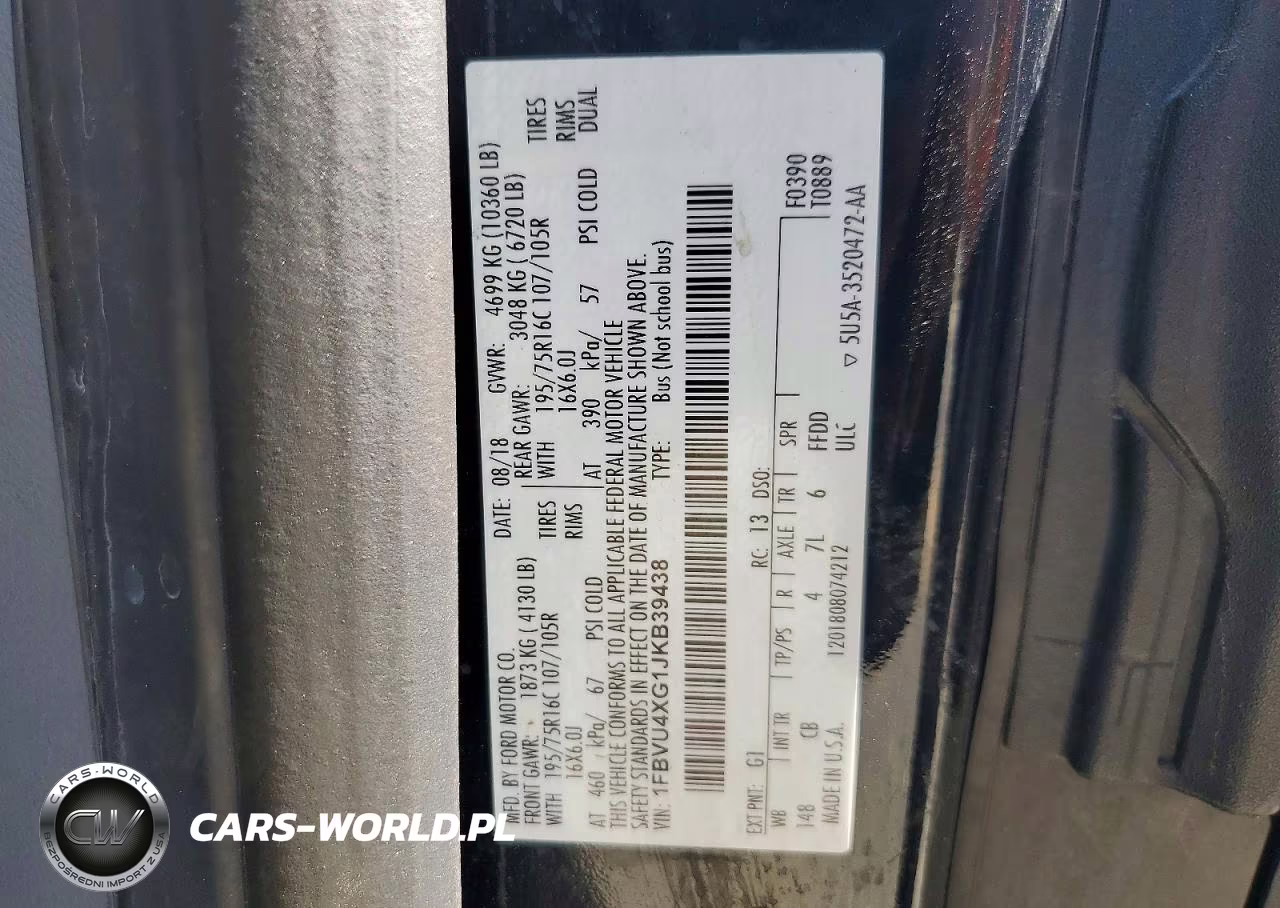 2018 Ford Transit T-350 Hd VIN:1FBVU4XG1JKB39438 - 13