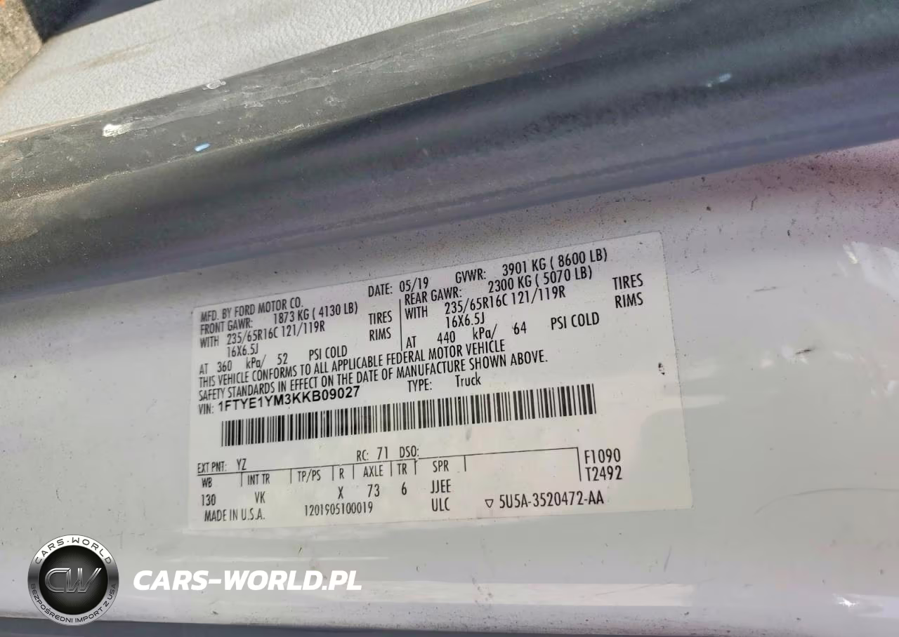 2019 Ford Transit T-150 VIN:1FTYE1YM3KKB09027 - 13