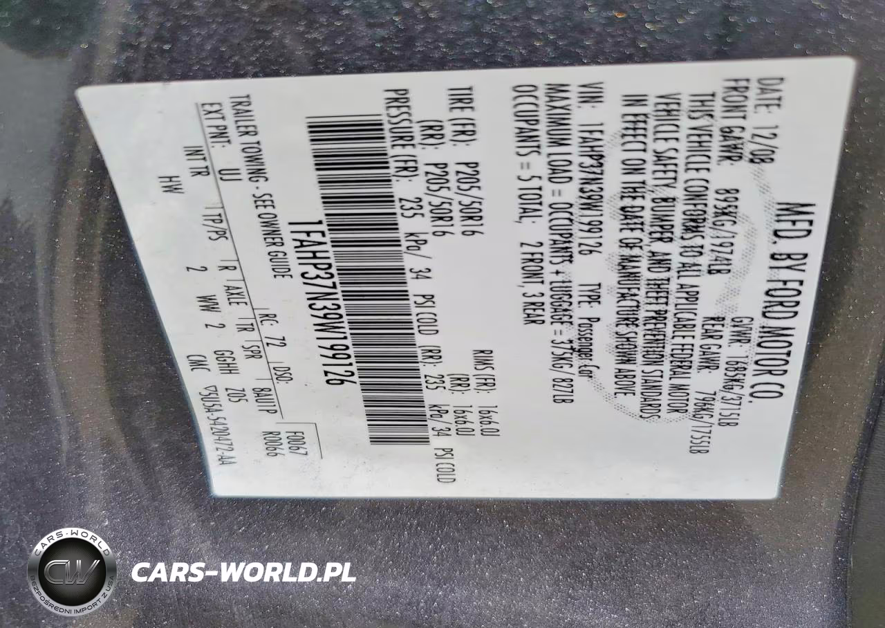 2009 Ford Focus Sel VIN:1FAHP37N39W199126 - 12