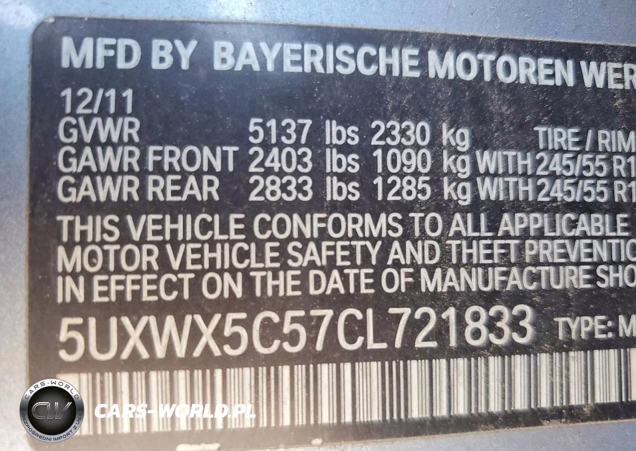2012 BMW X3 xDrive28I VIN:5UXWX5C57CL721833 - 13