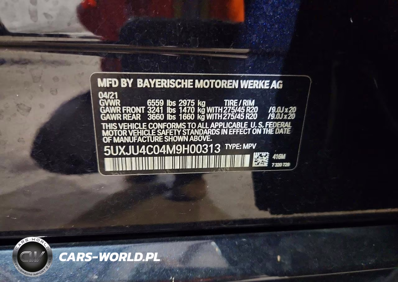 2021 BMW X5 M50I VIN:5UXJU4C04M9H00313 - 13