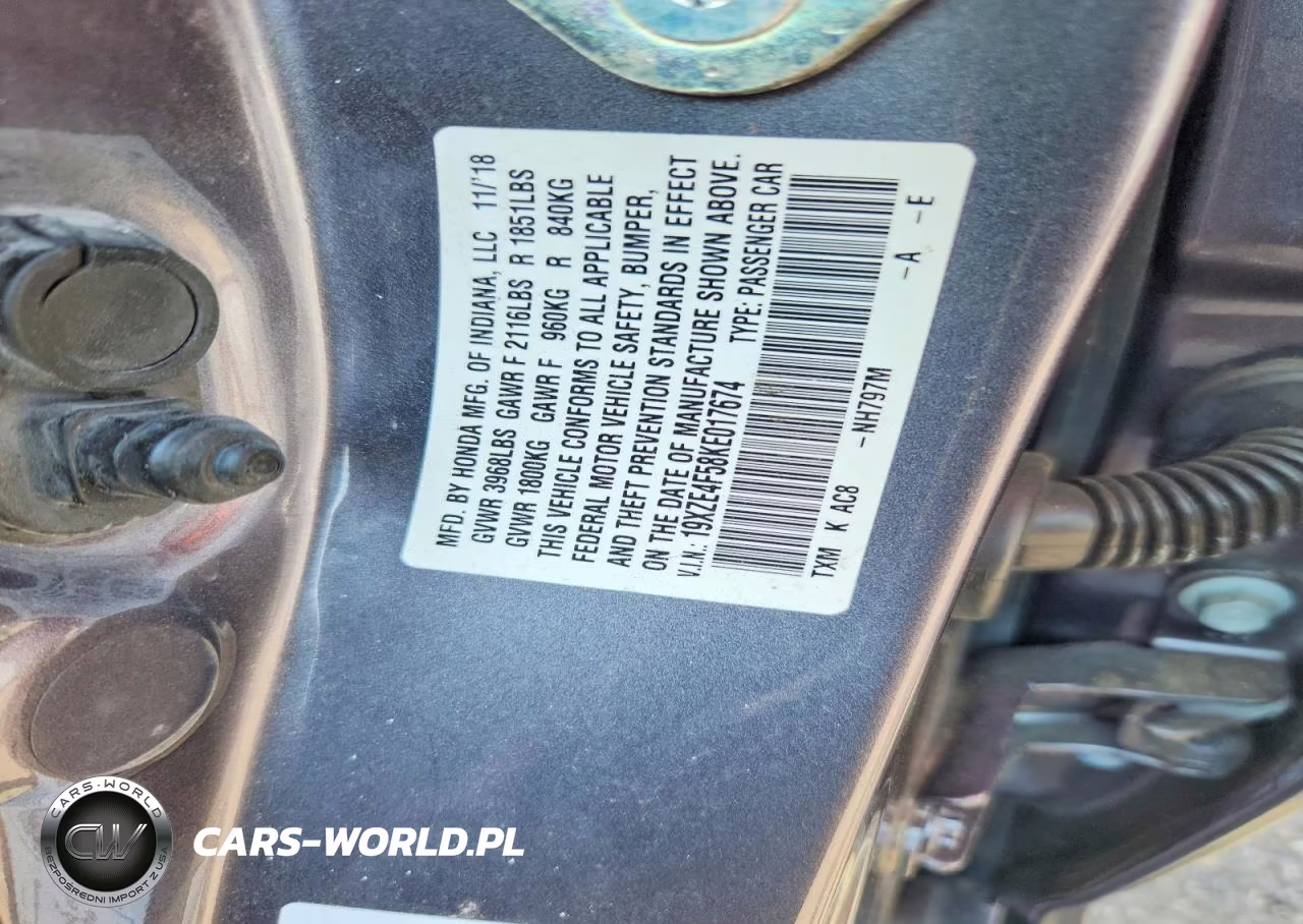 2019 Honda Insight Ex VIN:19XZE4F58KE017674 - 12
