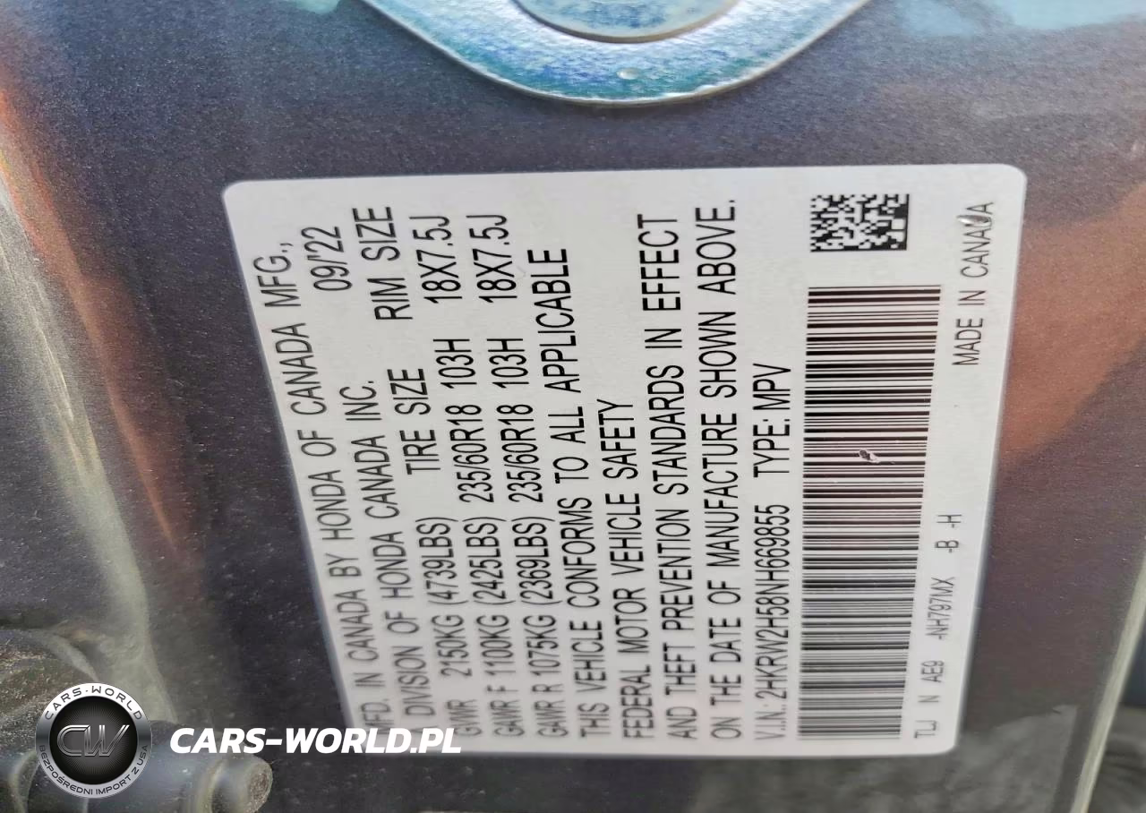 2022 Honda Cr-V Ex VIN:2HKRW2H58NH669855 - 13