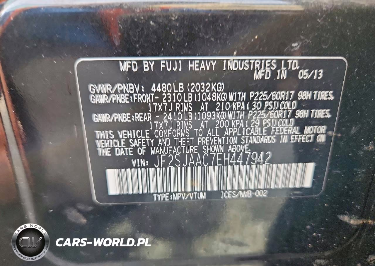 2014 Subaru Forester 2.5I VIN:JF2SJAAC7EH447942 - 13