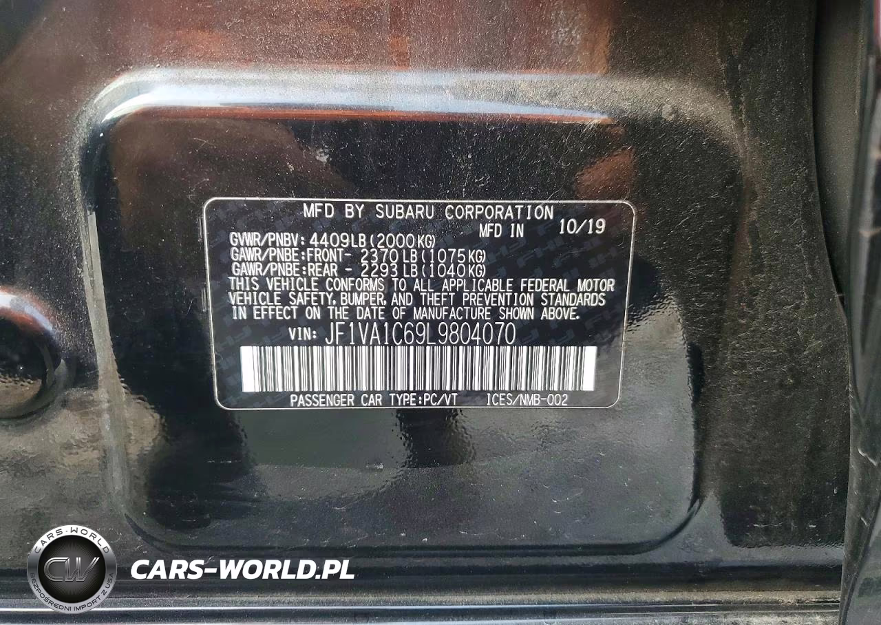 2020 Subaru Wrx Premium VIN:JF1VA1C69L9804070 - 12