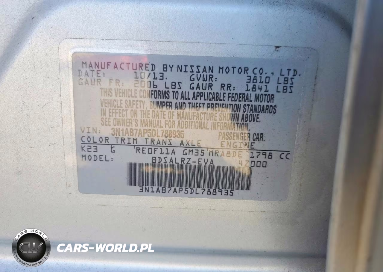 2013 Nissan Sentra S VIN:3N1AB7AP5DL788935 - 12