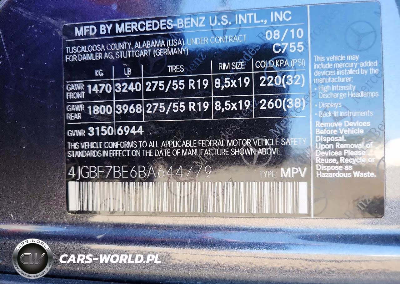 2011 Mercedes-Benz Gl 450 4Matic VIN:4JGBF7BE6BA644779 - 13