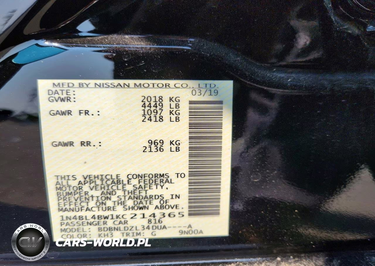 2019 Nissan Altima S VIN:1N4BL4BW1KC214365 - 12