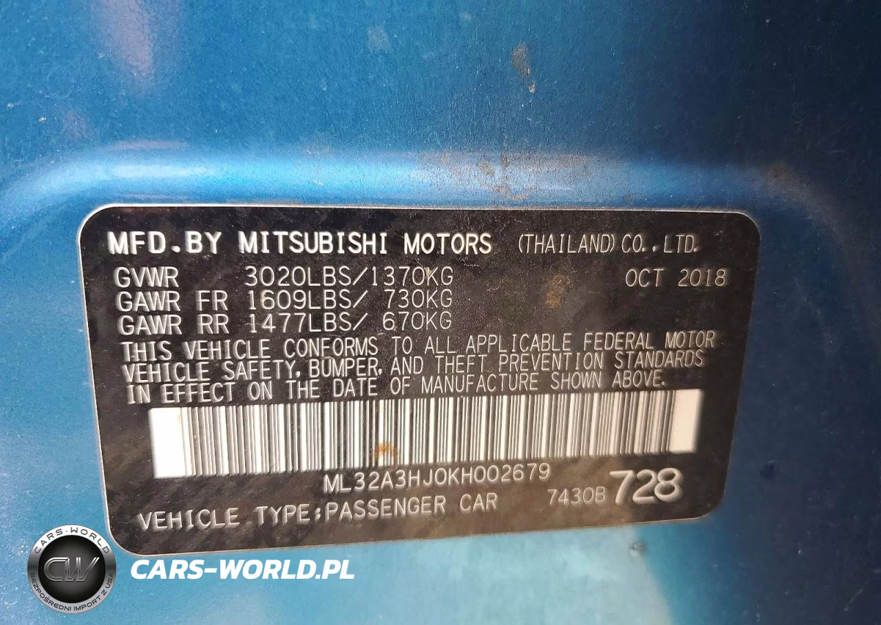 2019 Mitsubishi Mirage Es VIN:ML32A3HJ0KH002679 - 12
