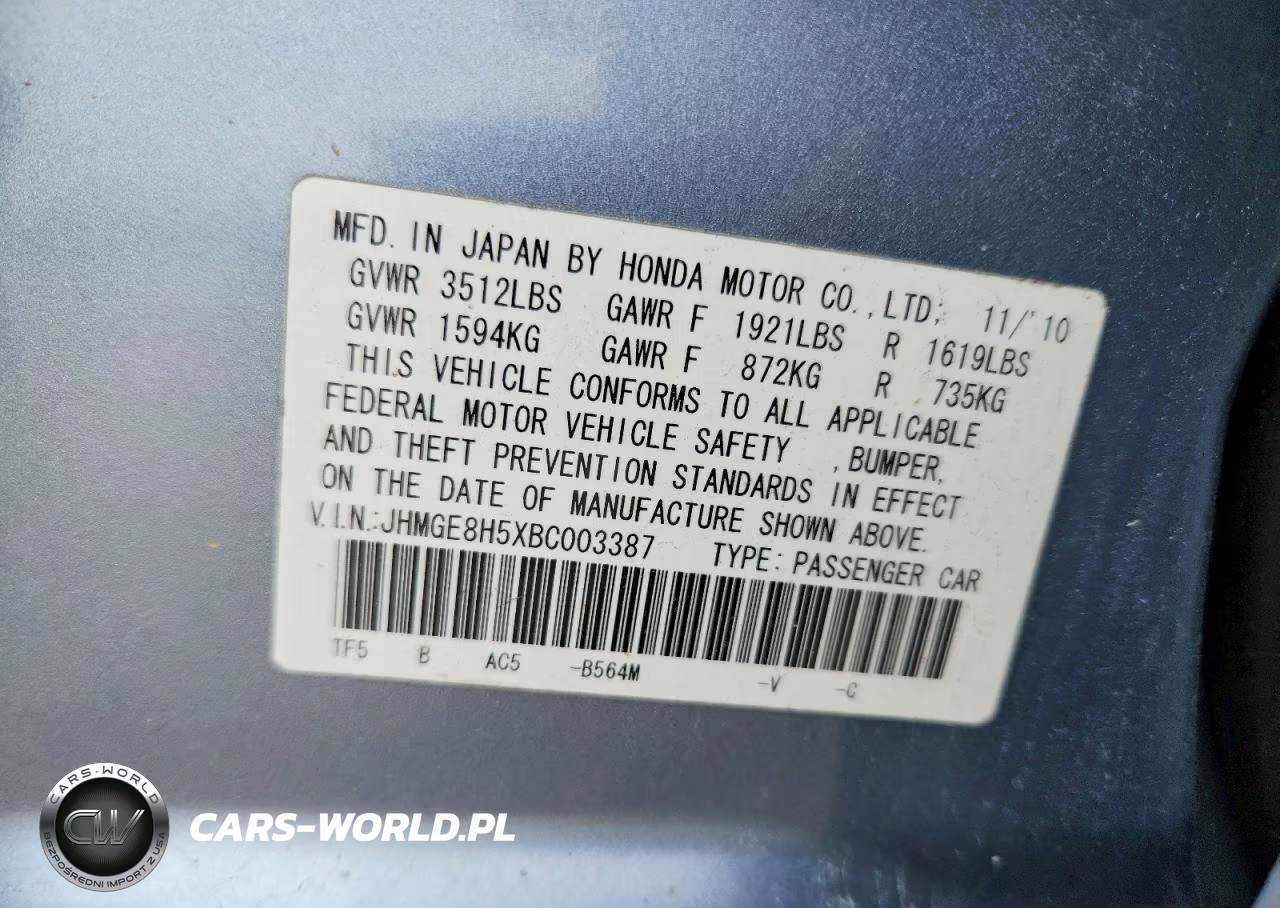 2011 Honda Fit Sport VIN:JHMGE8H5XBC003387 - 13