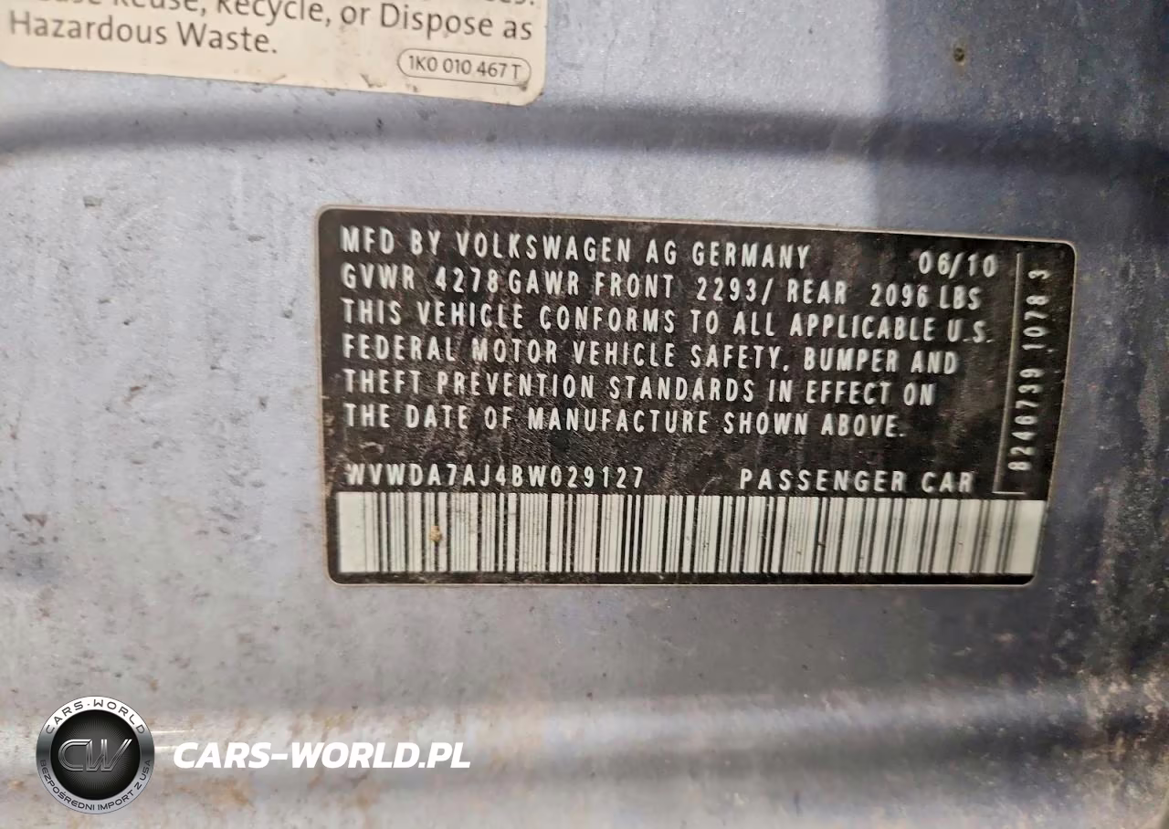 2011 Volkswagen Golf VIN:WVWDA7AJ4BW029127 - 12