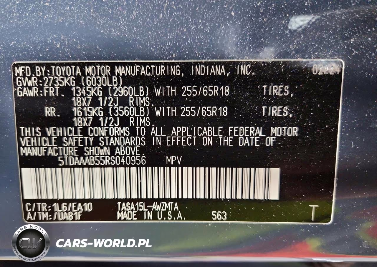 2024 Toyota Grand Highlander Xle VIN:5TDAAAB55RS040956 - 14