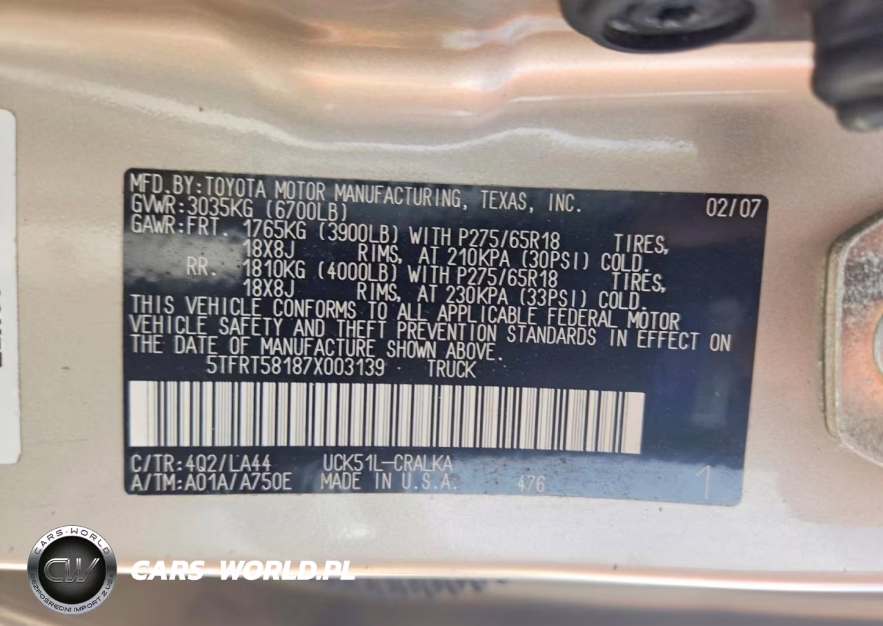 2007 Toyota Tundra Limited VIN:5TFRT58187X003139 - 12