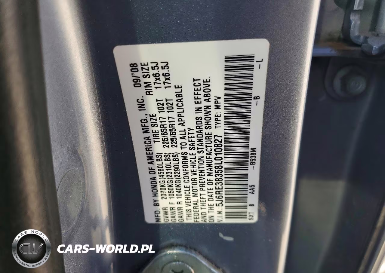 2008 Honda Cr-V Lx VIN:5J6RE38358L010827 - 12