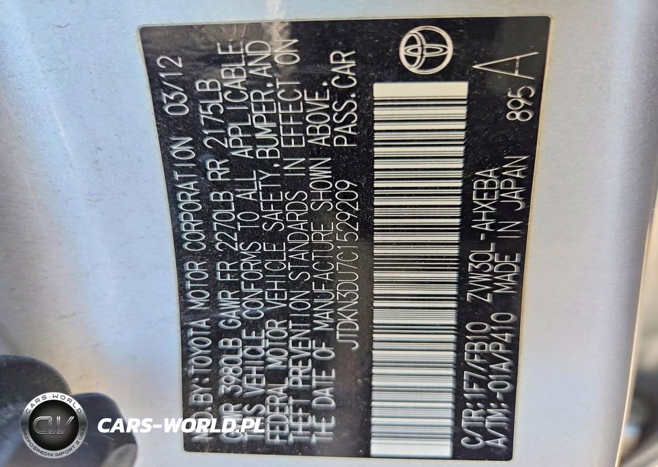 2012 Toyota Prius Two VIN:JTDKN3DU7C1529209 - 12